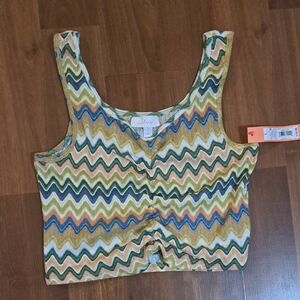 Colsie Multicolor Zigzag Crop Top